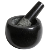 Granit Mörser und Stößel, 100% Solider Granit Satz mit Anti-Kratz-Polster in Schutzverpackung (2,7 kg, Poliert, Schwarz, Rund, Stabil), von TUDIMO - 1